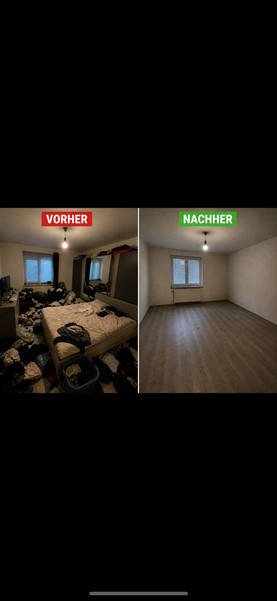 Nachher: Schlafzimmer besenrein